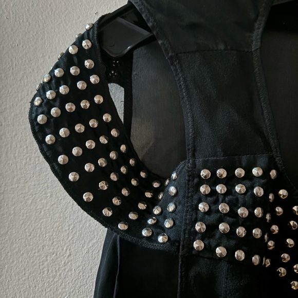 Rare Vintage Silk Studded Vintage Sheer Bebe Top - Picture 6 of 7